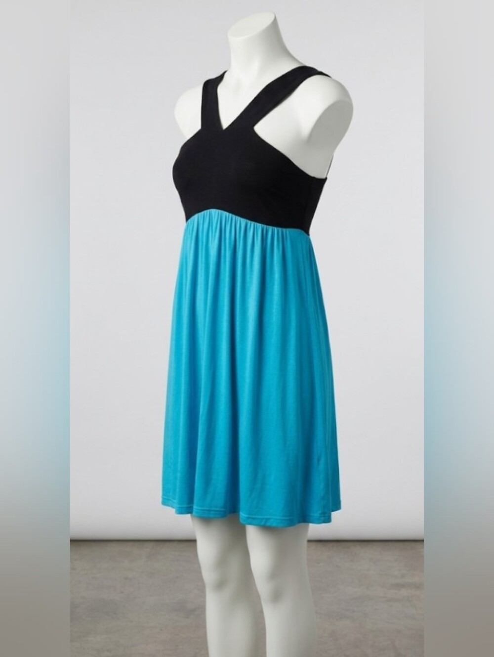 Mango Black and Turquoise Empire Mini Sport Dress (Sz M) Summer Activewear